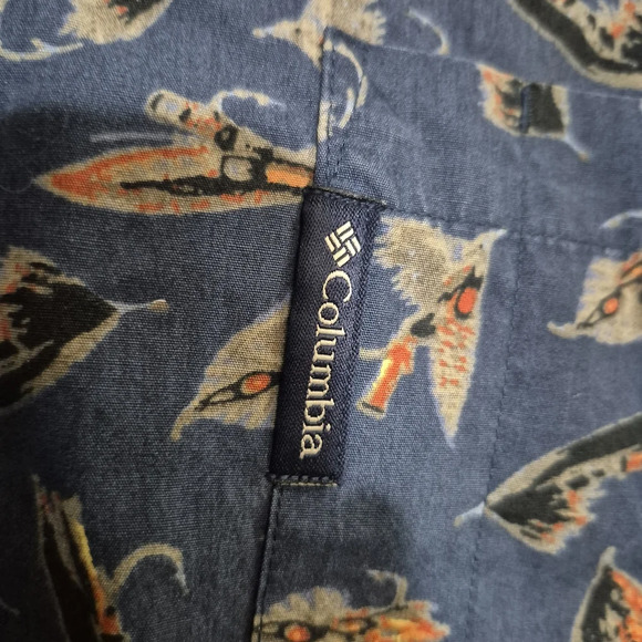 Columbia Blue and Orange Fish Print Shirt - Picture 3 of 5